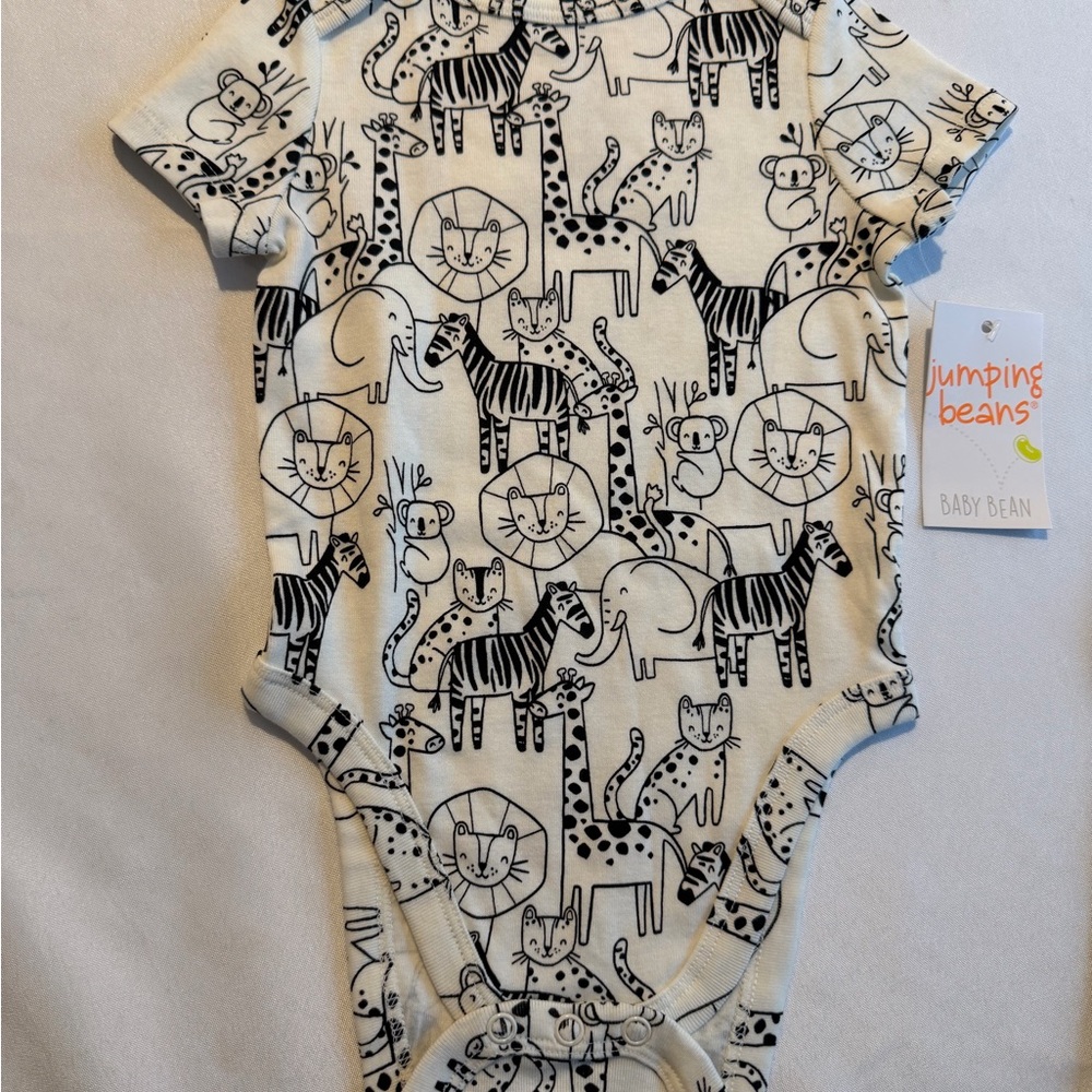 Jumping Beans Cream and Black Animal Bodysuit